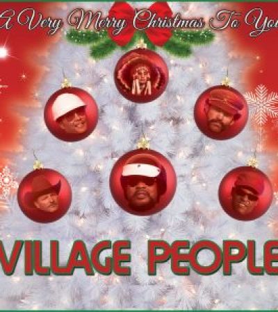 white christmas tree with village people ornaments